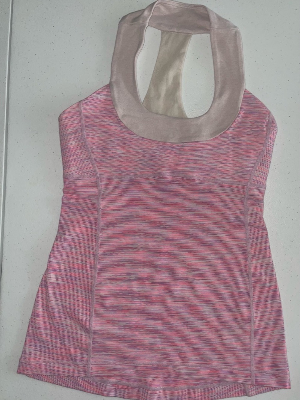 Lululemon Women's Striped Racerback Athletic Stretch Tank Top Pink White Size 6